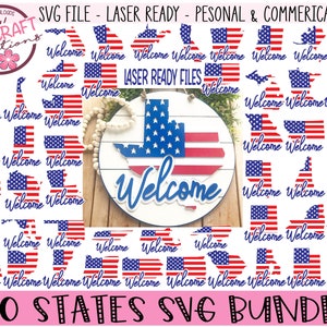 All 50 States SVG, Laser Ready Files, Patriotic svg Bundle, State Laser Bundle, 50 States svg, States svg File, 4th of July svg Laser