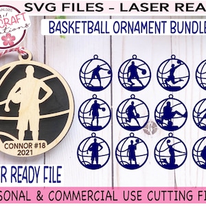 Basketball Ornament SVG Bundle, Sports Ornaments svg, Basketball Ornaments Glowforge Files, Laser Ornament svg, Sports Laser Cut File