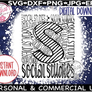 Social Studies svg, Social Studies Typography svg, Social Studies Teacher, Social Studies Sublimation, Teacher Appreciation, School Subject