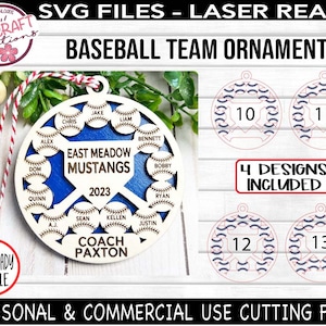 Pacchetto SVG di ornamenti per squadre di baseball e softball, ornamenti per allenatori in formato SVG, ornamenti sportivi in formato SVG, baseball in formato SVG per Glowforge, baseball laser in formato SVG