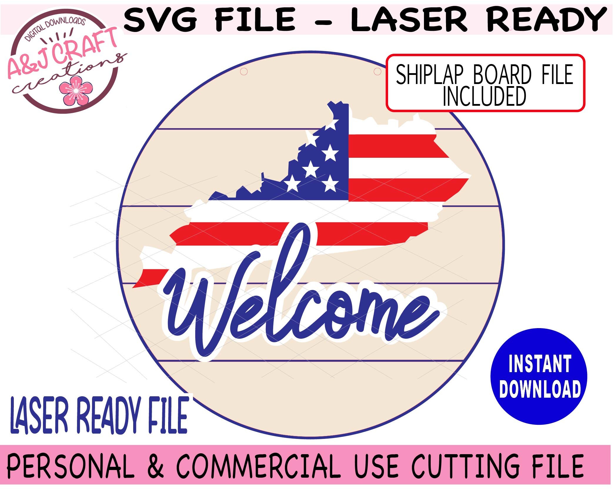 KENTUCKY Welcome Sign svg Laser Ready Svg Patriotic Welcome | Etsy