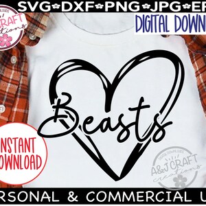 Cuore di Beasts in formato SVG, Calcio di Beasts in formato SVG, Forza Beasts, Mascotte della squadra di Beasts in formato SVG, Spirito scolastico di Beasts in formato SVG, Tipografia di Beasts in formato SVG, Cheerleader di Beasts in formato SVG
