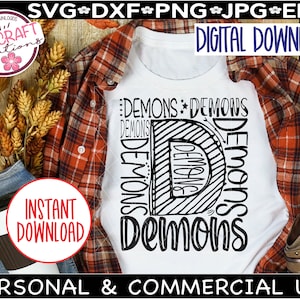 Dämonen SVG, Dämonen Typografie, Dämonen Fußball svg, Dämonen Fußball Mama, Dämonen Sublimation, Dämonen Fußball png, Schulmaskottchen svg