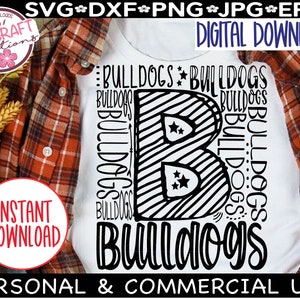 Bulldogs SVG, Bulldoggen Typografie svg, Bulldogge Fußball svg, Bulldoggen-Baseball Stricknadel, Bulldogge Maskottchen svg, Bulldogge Pride svg, Bulldogge jubeln