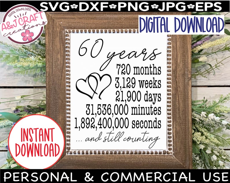 60th Anniversary Svg 60th Wedding Anniversary Svg Vows - Etsy