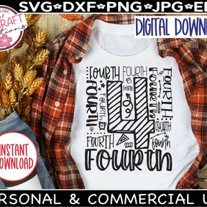 4. Vierte Klasse Typografie SVG, Typografie Tshirt, 4. Klasse Schule svg, 4. Klasse digital, 4. Klasse Lehrer Shirt svg, 4. Klasse Schüler