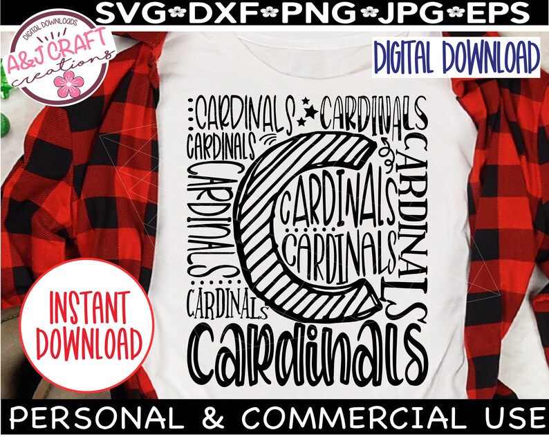 Cardinals School Spirit Mascot SVG, Typography Design (digital Download ...