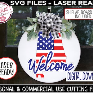 ALABAMA Welcome Sign svg, Laser Ready Svg, Patriotic Welcome Alabama sign SVG, Alabama svg File, State of Alabama svg, USA State svg