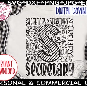 Secretary Typography SVG, School Office Staff Design (digital Download ...