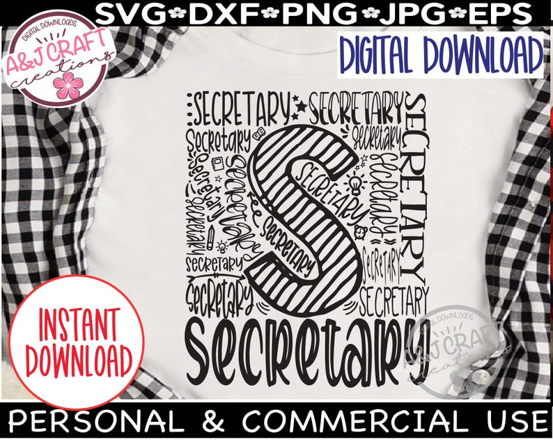 Secretary Typography SVG, School Office Staff Design (digital Download ...