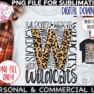 WILDCATS Leopardenmuster PNG, Wildkatzen Sublimation, Wildkatzen Fußball, Wildkatzen Typografie, Wildkatzen Maskottchen png, Go Wildkatzen, Schulgeist