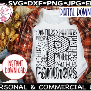 Panthers SVG, Panther Fußball svg, Panther Basketball svg, Typografie svg, Panther-Shirt, Panther-Volleyball svg, Panther jubeln svg