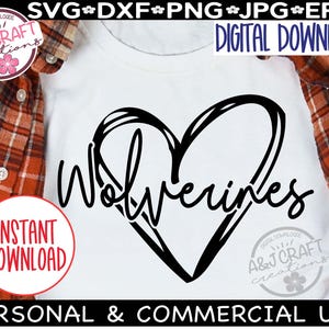 Wolverines Heart SVG, Wolverines Typography svg, Wolverines football svg, Wolverine Mascot svg, Wolverine Sublimation, Wolverine Pride svg