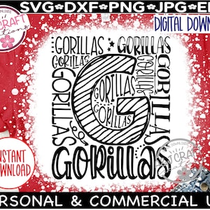 Gorillas SVG, Gorillas Typography, Gorillas Football svg, Team Spirit, Gorillas Mascot svg, Gorillas Pride svg, Go Gorillas, Gorilla Nation