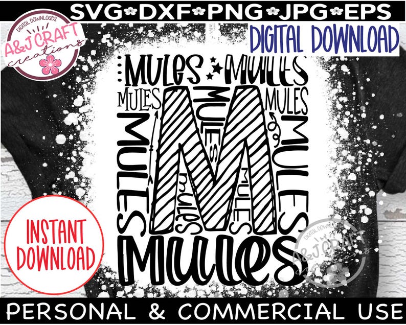 Mules Lettering Mules SVG, Mules Typography, Mules Football Svg, Mules School Spirit ...