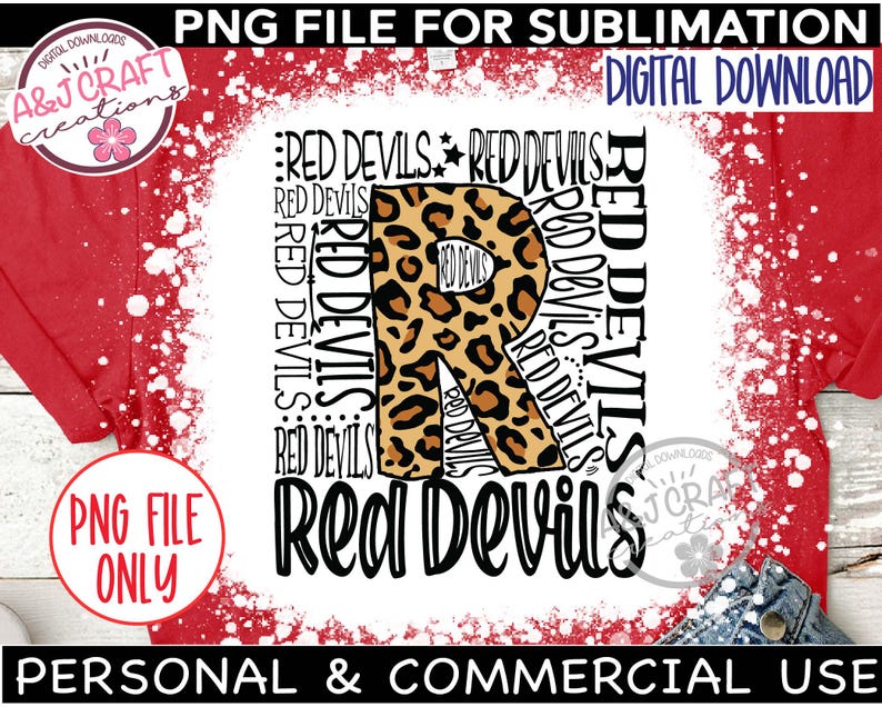 Red Devils Typography PNG, Red Devils DTF Design, Red Devils Football ...