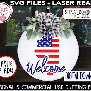 ILLINOIS Welcome Sign svg, Laser Ready Svg, Patriotic Welcome Illinois teken svg, Illinois svg File, Staat Illinois svg, Vlag van Illinois SVG