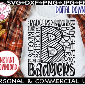 BADGERS SVG, Badgers Typography svg, Badgers Baseball svg, Badgers Football svg, Badger Spirit Shirt svg, Badger Pride, Go Badgers