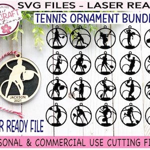 Tennis Ornament Bundle SVG, Sport Ornamente SVG, Laser Ready Datei, Laser Tennis svg, Laser Ornament svg, Sport Laser Cut Datei