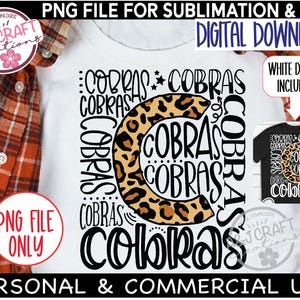 Cobra's png, typografie png, cobra's honkbal, cobra's voetbal, cobra's mascotte, cobra's juichen, cobra's sublimatie, cobra's ontwerp voor DTF