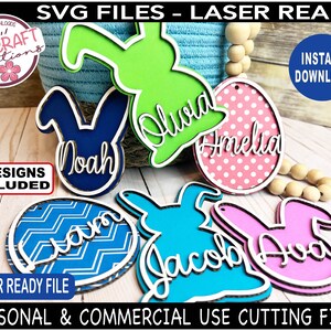 Easter Basket Tag SVG, Easter Tag Laser svg, Easter Bunny Tag, Easter Egg Tag, Laser Ready file, Happy Easter Laser, Personalized Easter