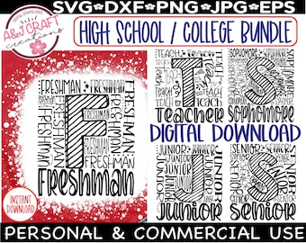 High School Bundle SVG, Senior SVG, Freshman svg, Sophomore svg, Junior svg, Class of 2025 svg, College Bundle svg, School Spirit svg