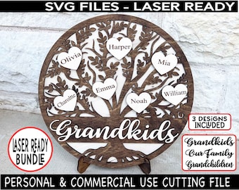 Grandkids tree sign svg, Family Tree Laser File svg, Tree Of Life SVG, Our Family Tree svg, Family tree plaque, Glowforge Laser Ready File