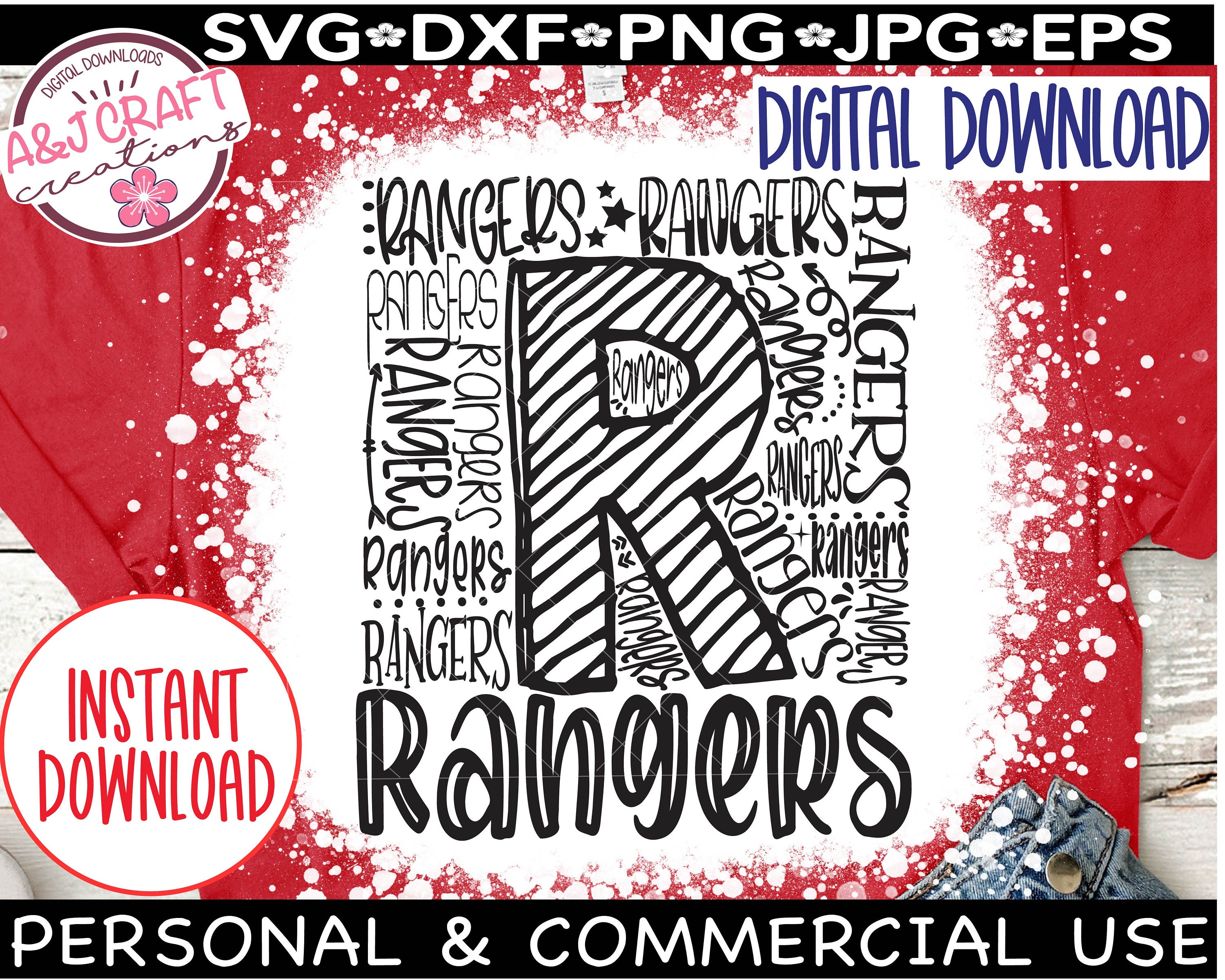 Rangers SVG, Rangers Word Art Svg, Rangers Typography Svg, Rangers ...