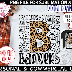 BADGERS PNG, Badgers Typography png, Badgers Baseball png, Badgers Football png, Badger Spirit Shirt, Go Badgers, Badgers design for DTF