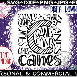 Canes SVG, Canes Typography svg, Canes Baseball, Canes Team, Canes Cheer svg, Canes Sublimation, Go Canes, Canes Pride, Canes Mascot