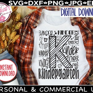 Kinder Kindergarten Tipografia SVG, Kinder School SVG, Kinder digitale, Kinder Teacher Shirt SVG, Nuova maestra d'asilo, Kinder Student