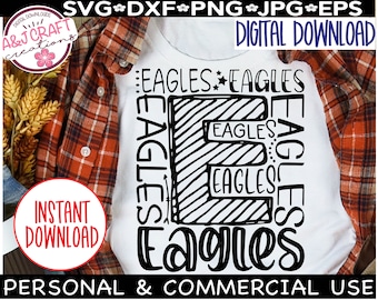 Eagles SVG, Eagles Football svg, Eagles Typography svg, Eagles Mascot svg, Eagles Softball svg, Eagles Volleyball svg, Eagles cheer svg