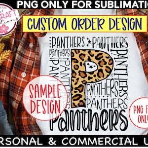 SONDERANFERTIGUNG - Leopard-Geparden-Druck PNG-Datei, Schulmaskottchen-Typografie-Design, Schulgeist-Hemden, Schulstolz, benutzerdefinierter digitaler Download
