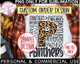 Pedido personalizado: archivo PNG con estampado de leopardo y guepardo, diseño tipográfico de mascota escolar, camisetas con espíritu escolar, orgullo escolar, descarga digital personalizada