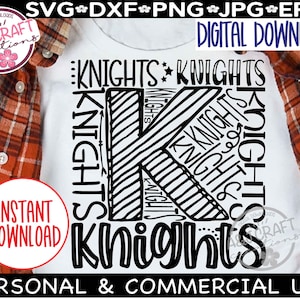 Knights Typografie SVG, Knights svg, Knights Football svg, Knights Basketball svg, Knights Beachvolleyball svg, Knights Sports svg, Sublimation