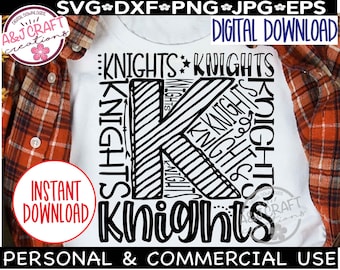 Knights Typography SVG, Knights svg, Knights Football Svg, Knights Basketball svg, Knights Volleyball svg, Knights Sports svg, Sublimation