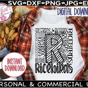 RICEBIRDS Typografie SVG, Ricebirds Fußball svg, Ricebirds Fan png, Ricebirds Sublimation, Ricebirds svg, Ricebirds jubeln, Ricebirds png