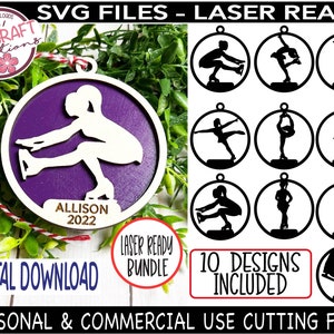 Figure Skater Ornament BUNDLE Svg, Figure Skating, Womens Figure Skating, Ice Skating Ornament, Ice Figure Skates, Laser Ready File