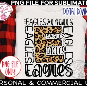 EAGLES Leopard Print PNG, Eagles Sublimation Design, Eagles Football png, tipografia png, Eagles Volleyball, Eagles Cheer png, Eagles Mascot imagem 3
