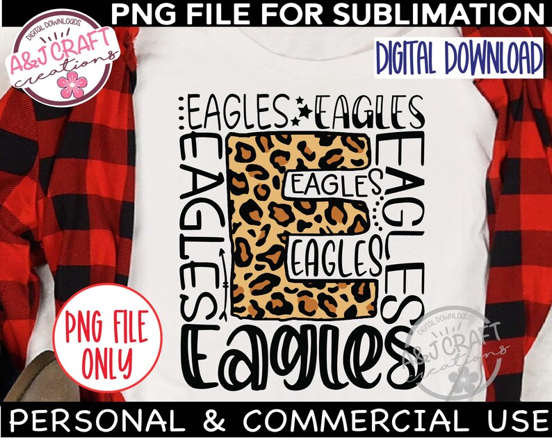 EAGLES Leopard Print PNG, Eagles Sublimation Design, Eagles Football png, tipografia png, Eagles Volleyball, Eagles Cheer png, Eagles Mascot imagem 3