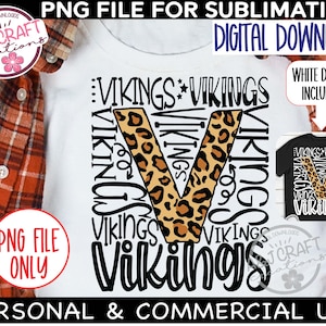 VIKINGS Leopard print PNG, Vikings Sublimation png, Vikings typography Football, Vikings Volleyball, Vikings Cheer, Vikings design for DTF
