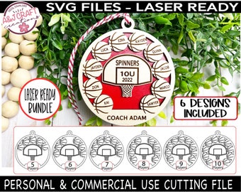 Basketball Team Ornament SVG Bundle, Coach Ornament svg, Basketball svg for Glowforge, Laser Basketball svg File, Youth Basketball