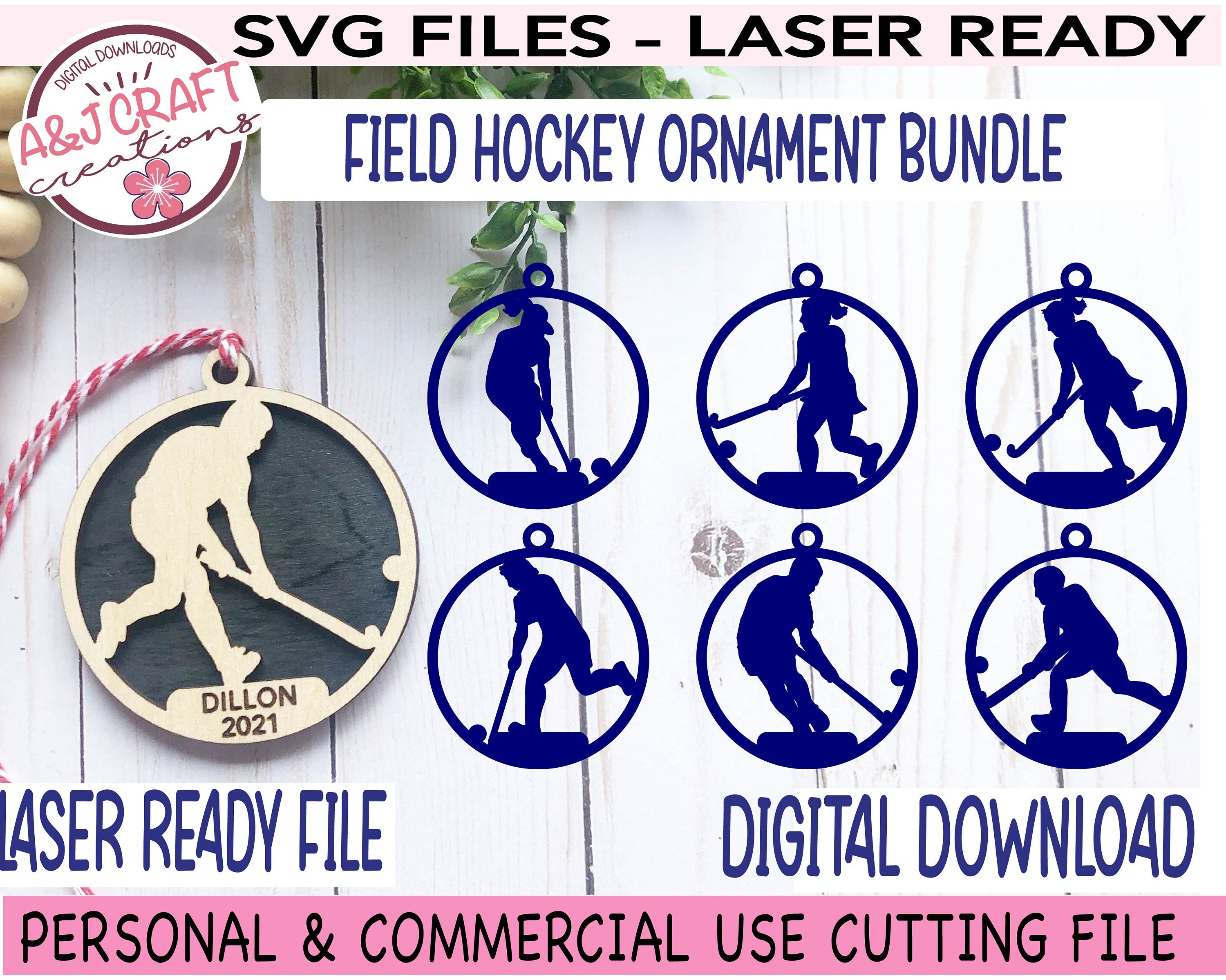 Field Hockey Ornament Bundle SVG Sports Ornaments Svg Laser Etsy