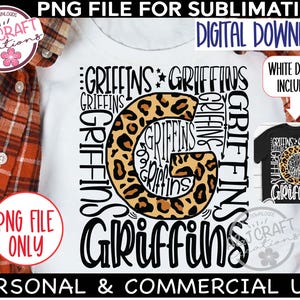 Griffins typography PNG, Griffins DTF design, Griffins Football png, Griffins Volleyball, Griffins Cheer png, Griffins School Mascot