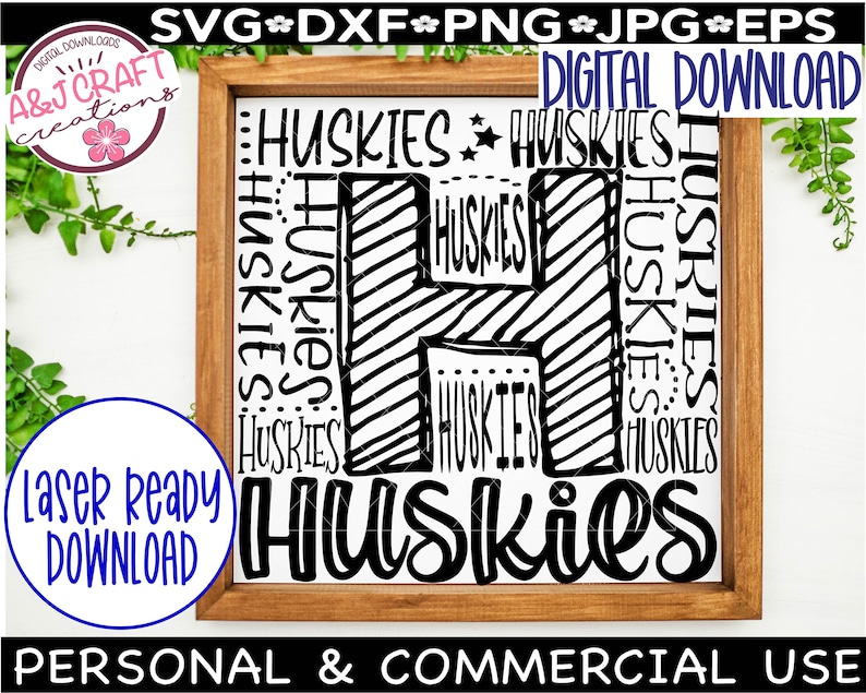 Huskies Mascot SVG, School Spirit Design File - Cheer, Football ...