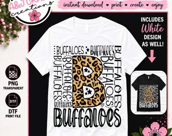 Buffaloes Leopard Print Mascot Design, School Spirit PNG - Cheer, Football, Baseball, Soccer (Digital Download)