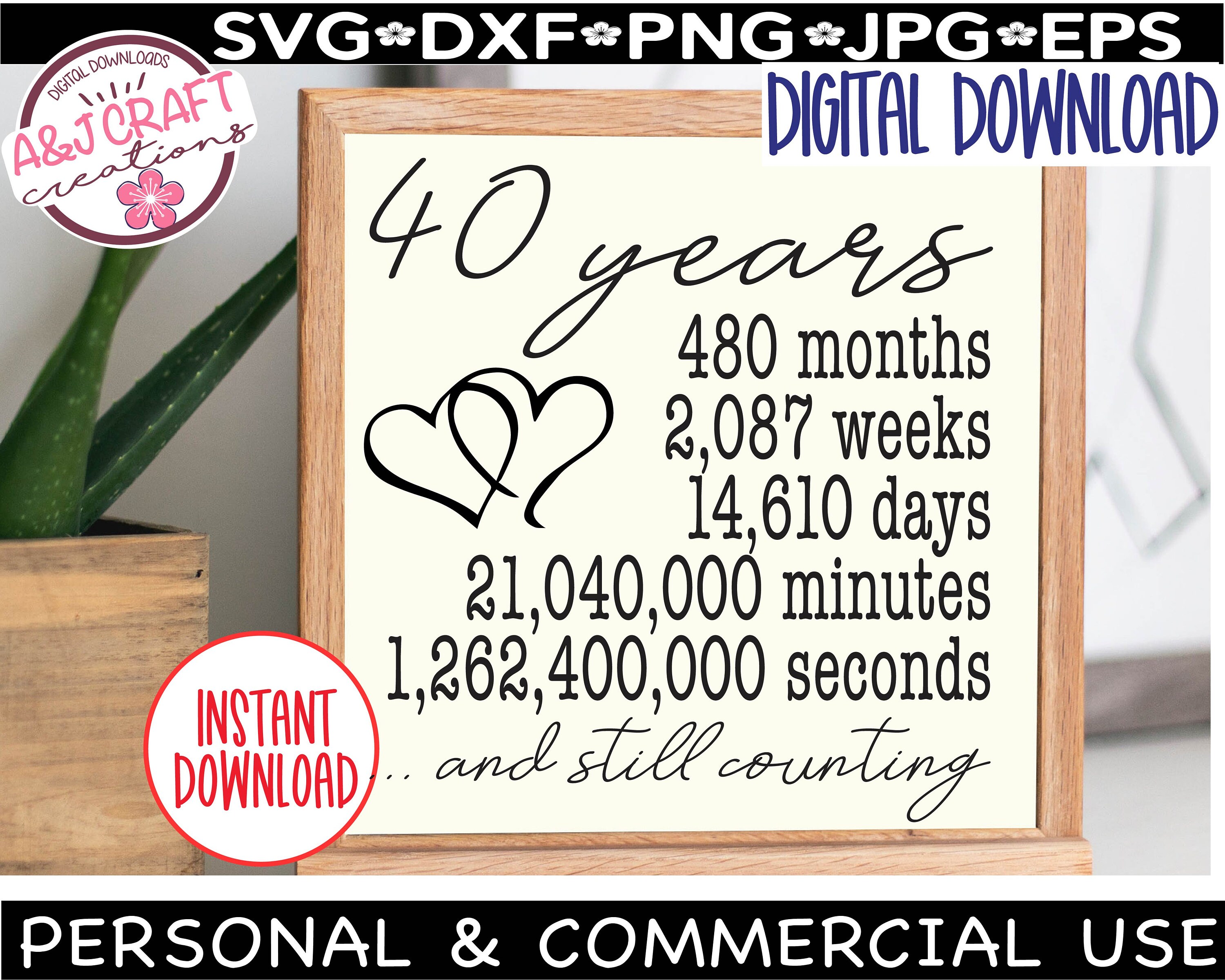 40th Wedding Anniversary Svg Vows Renewal 40 Year Etsy Finland