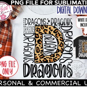 DRAGONS Leopard Print PNG, Dragons Sublimation Design, Dragons Football png, Dragons design for DTF, Dragons Cheer png, Dragons Mascot png
