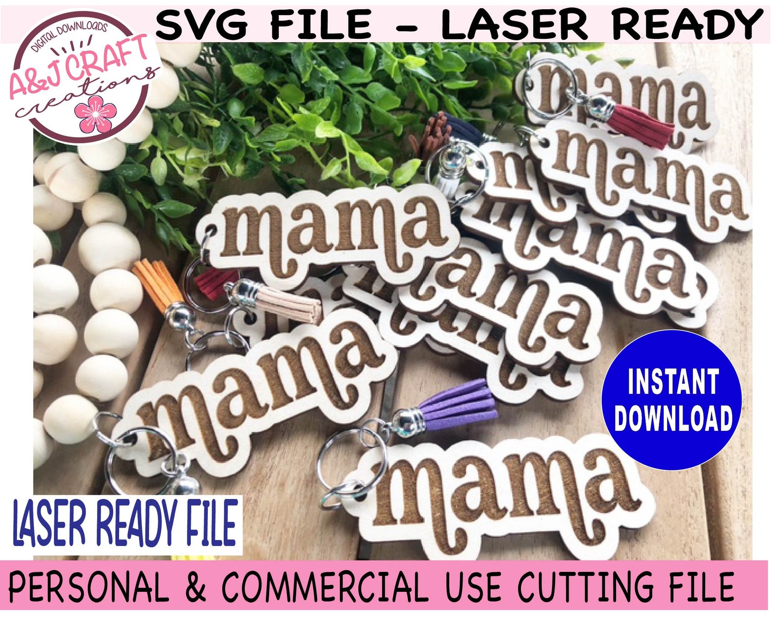 Mama Keychain Laser Ready File Mama SVG Mama Keychain Svg Etsy