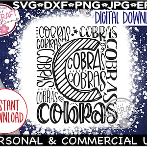 Cobra's SVG, cobra's typografie svg, cobra's honkbal, cobra's voetbal, cobra's team, cobra's cheer svg, cobra's sublimatie, Go cobra's